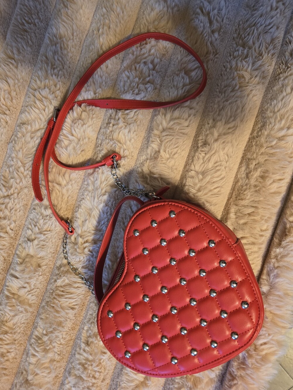 Studded Red HEART Handbag. Carried One Time!